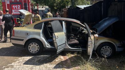 Kırıkkale’de çıkan ot yangını, kısa sürede büyüyerek bir garaj ile