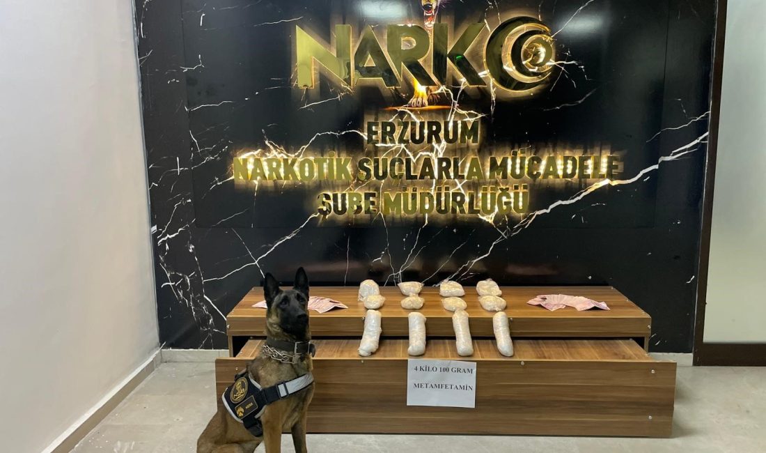 Erzurum'da yapılan operasyonda 4 kilo 100 gram metamfetamin maddesi ele