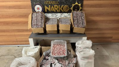 Sultanbeyli'de düzenlenen uyuşturucu operasyonunda 343 bin adet sentetik ecza hap