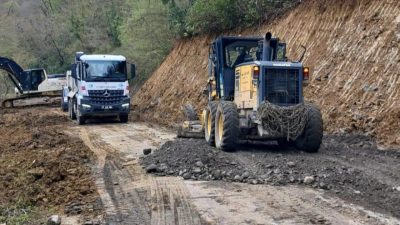 Sinop'un Türkeli ilçesine bağlı Taşgüney Köyü yolunda meydana gelen heyelan