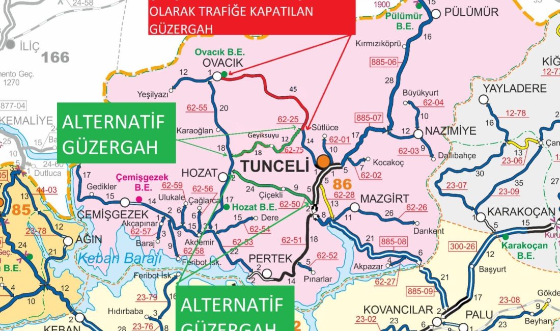 Tunceli-Ovacık karayolunun bir bölümünde yapılacak patlatmalı yol genişletme çalışması nedeniyle