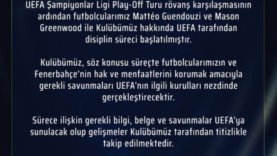 UEFA, Şampiyonlar Ligi Play-Off Turu rövanş maçının ardından Fenerbahçe Kulübü